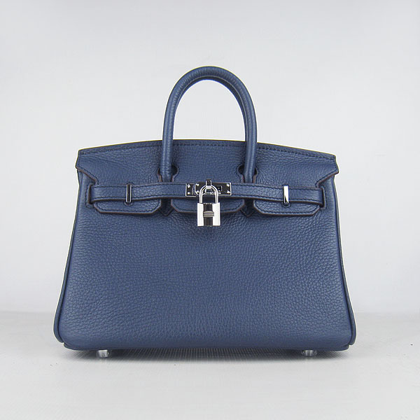 Super A Replica Hermes Togo Leather Birkin 25CM Handbag Dark Blue 6068